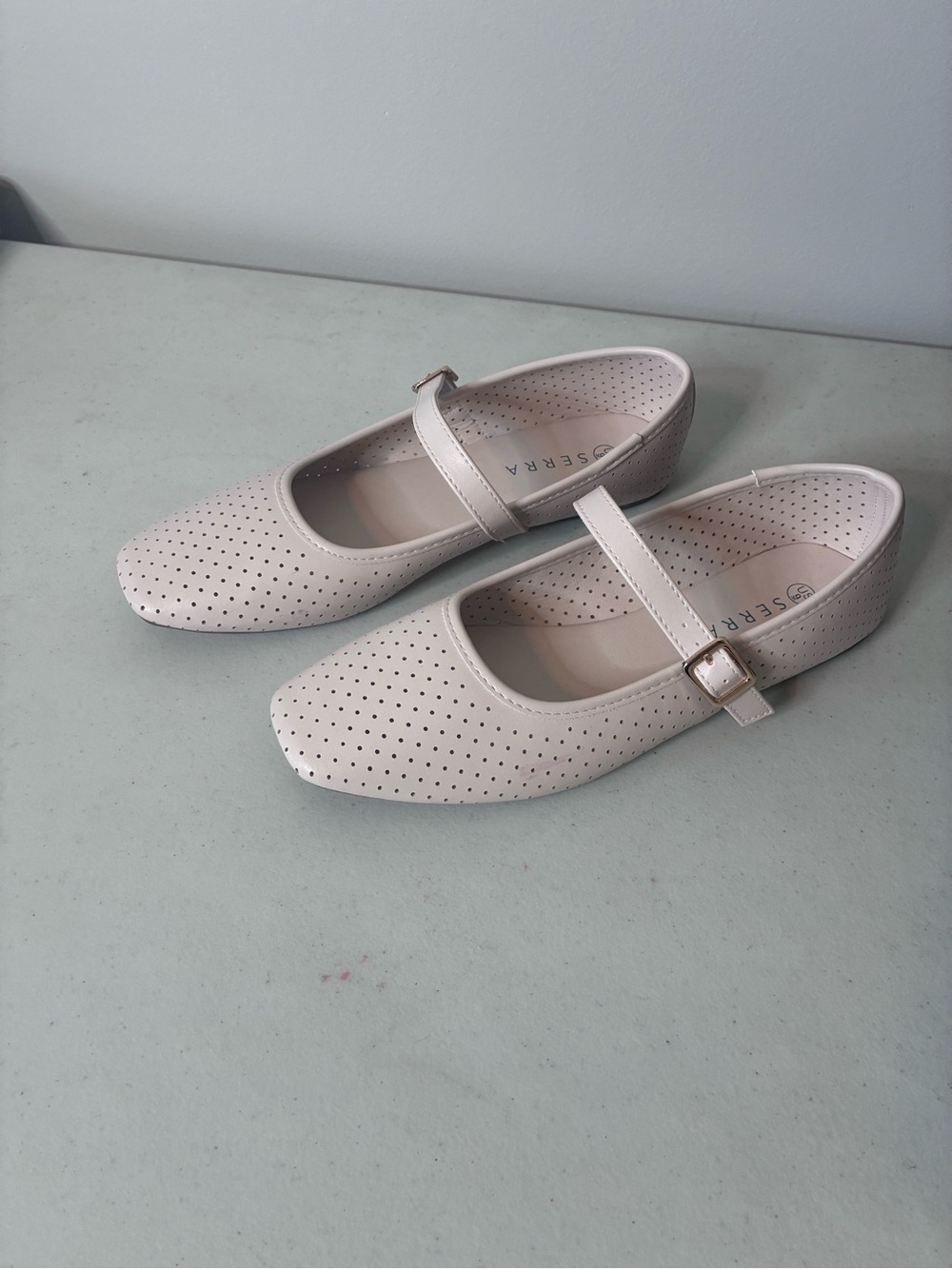 SERRA Women’s Mary Jane Ballet Flats Blush Pink Perforated Size 9